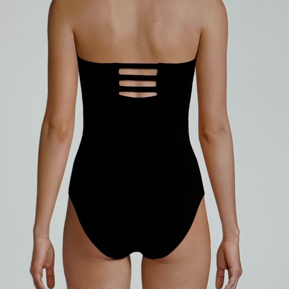 Lands' End Women's Chlorine Resistant Bandeau High Leg Strappy Swimsuit NWT - Picture 4 of 6